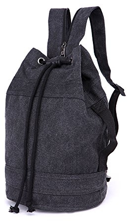 LOSMILE Canvas Travel Duffles,Holdall Travel Bags Overnight Weekend Bags Carry On Shoulder Tote Bag Rucksack Luggage.(M-BLACK)