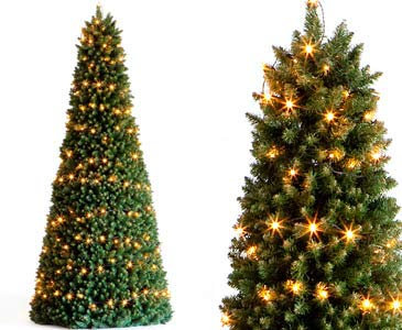 kunstpflanzen-discount.com künstlicher Weihnachtsbaum mit Beleuchtung in Pyramide Form 240cm, PVC Nadeln B1