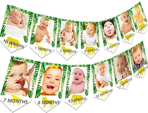 JeVenis Jungle Gold Monthly Photo Banner Wild One Monthly Photo Banner