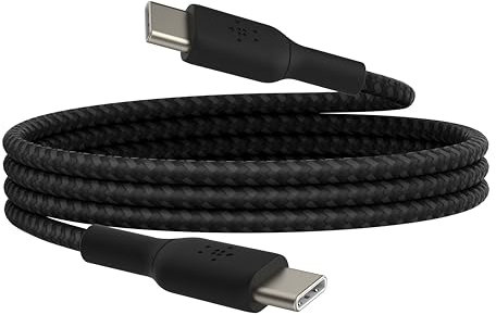 Belkin BoostCharge câble USB-C vers USB-C à gaine tressée, câble USB C charge rapide certifié USB-IF pour iPhone 16, iPhone 15, Samsung Galaxy S24, S23, iPad Pro, Google Pixel, etc., 1 m, noir