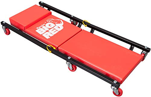 BIG RED 2-teiliger Rollwagen für Garage/Laden, 91,4 cm, gepolstert, mit Kopfstütze und 6 Rollen, Rot