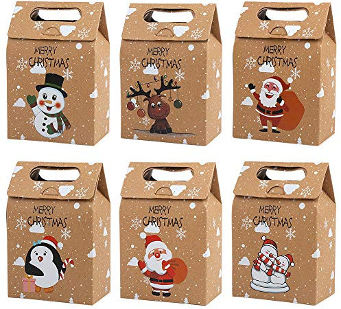 CCINEE Weihnachtliche Leckerli-Tüten, 24 Stück Kraftpapier-Geschenktüten für Weihnachtsfeier, Geschenkverpackung