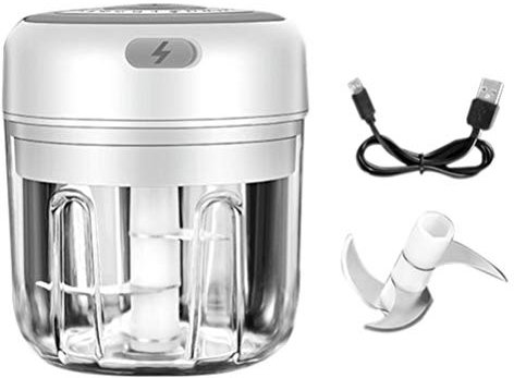 Stecto T.Y.G.F Mini tritatutto elettrico, 100 ml, robot da cucina elettrico portatile, tritatutto elettrico per cipolle, tritatutto con ricarica USB, 3 lame affilate, carne, frutta