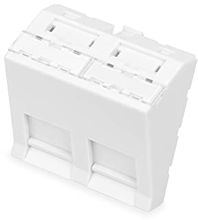 DIGITUS Frontplatte für DN-93802-5-SH – 2 Port – 45x45 mm – Gewinkelt – Etikettenfeld – für Keystone und Multimedia Module – Reinweiß