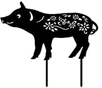 Gartenfigur Metall Schwein Deko Handarbeit Gartendeko, Outdoor Garten Hinterhof Rasen Pfähle Metall Schwein Yard Dekor, Rost Deko Für Garten, Glück Schwein Dekoration Aufwendig Verarbeitet (A)