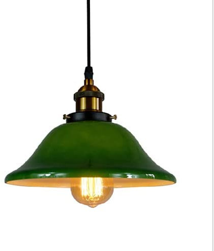 Lustre rétro en verre vert émeraude industriel vintage pour restaurant, loft, cuisine, café