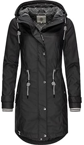 Peak Time Damen Regenjacke Regenmantel Jacke wasserdicht mit Kapuze L60042 Schwarz21 Gr. M