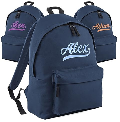Print Maniacs Personalised Large 18L Kids Travel Backpack Junior Shoulder Collage Rucksack School Lunch Swimming P.E Laptop Book Bag Baseball (Navy)