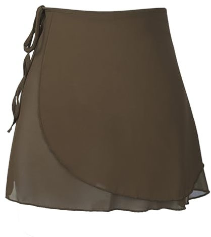 Alvivi Damen Rock Chiffon Ballett Rock Tanzrock Wickelrock Wrap Minirock Skirt Ballett Dancewear Hell Braun Einheitsgröße