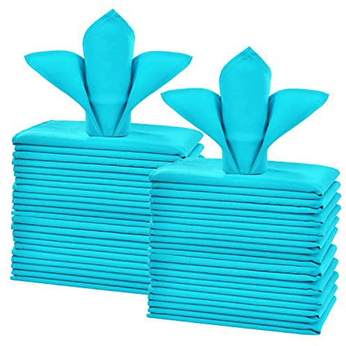 Cieltown Polyester-Stoffservietten, 24 Stück, solide waschbare Stoffservietten, 2 Dutzend, perfekt für Hochzeiten, Partys, Festtagsessen, 43,2 x 43,2 cm, Türkis