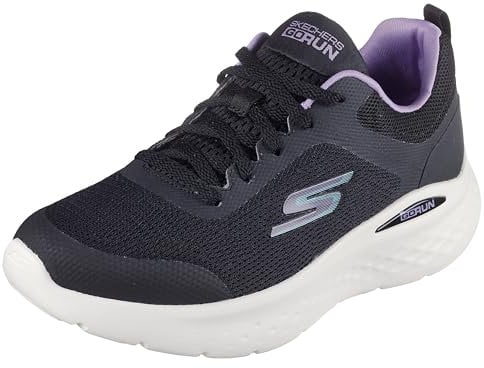 Skechers Go Run Lite, Scarpe da ginnastica Donna, Finiture Viola In Tessuto Nero, 37 EU