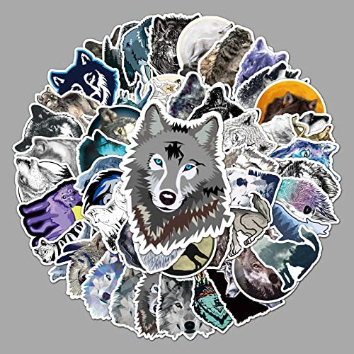 AUCEKO 50 Stück Aufkleber Pack Wolf Sticker Set wasserdichte Vinyl Sticker für Laptop Kinder Autos Motorrad Fahrrad Skateboard Gepäck Koffer Computer Aufkleber Graffiti Decal