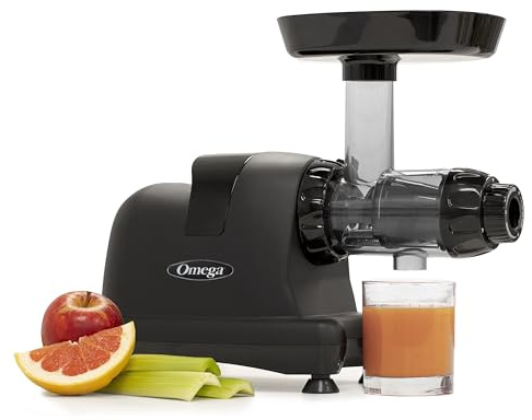 Omega Cold Press Juicer Machine, All-in-One Nutrition System for Vegetable and Fruit Juice, Nut Butter, Baby Food, Pasta and Sorbets, Triple-Stage 80-RPM Slow Masticating Juicer, 200-Watts, Black