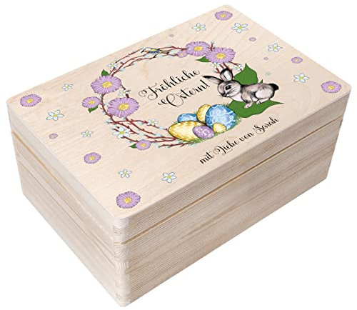 Creative Deco Personalisiert Ostern Deko Holzkiste Geschenke Ostergeschenke mit Wunschtext | Osterndeko Individuelle Geschenk für Frauen, Männer, Erwachsene und Kinder | Originale Osterhase Osterkorb