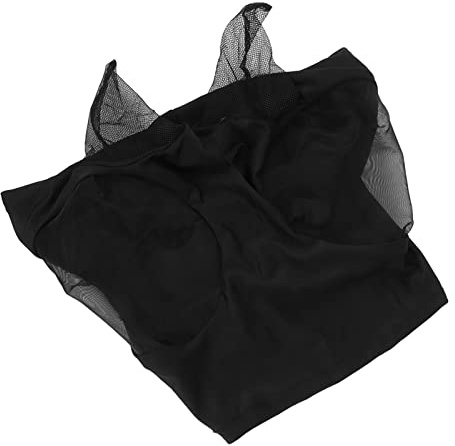 TOPINCN Pferdemaschen-Fliegenmaske, Elastische Gesichtsmaske für Pferde, Verhindert Mücken, Bequem für den Stall (Schwarz)