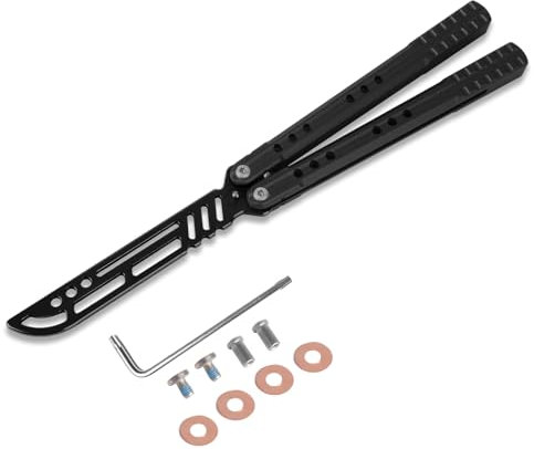 Andux CNC Système de douille Couteau de camping Manche en aluminium 7075 à canal intégré Excellente prise en main Assez solide Prise antidérapante Meilleur équilibre et inertie (Noir)