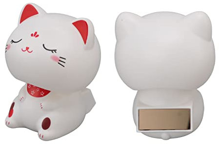 Wackelkopf für Auto Armaturenbrett, Solar Glückskatze, Dekoration, Niedliche Miniatur Katzenfigur, Geschenke für Männer (Gesicht)