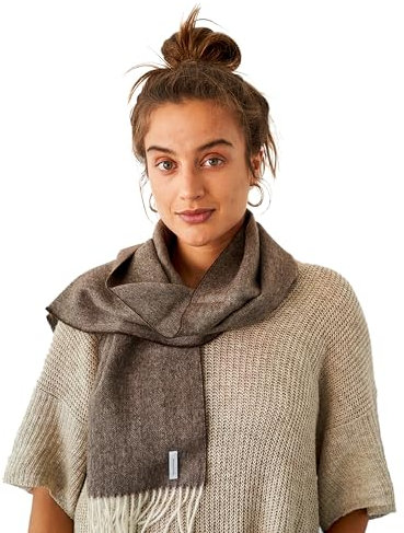 Apikuna® Baby Alpaka Schal mit Fransen für Damen & Herren – Herbst & Winter (180x30cm, Dunkelbraun) – kuschelig warm und atmungsaktiv, 100% Baby Alpaka Wolle