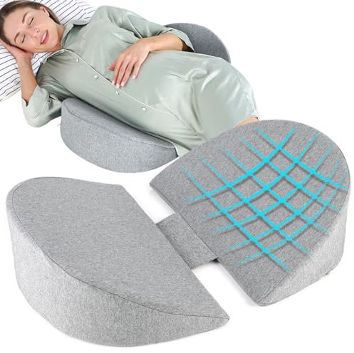 WEIKA Cuscino a cuneo per gravidanza, per dormire, in memory foam, per donne incinte, cuscino per il corpo con fodera rimovibile e lavabile, supporto per pancia, schiena, gambe (grigio)