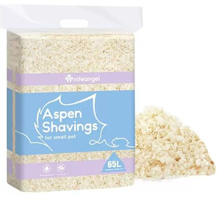 Niteangel Aspen Shaving Hamster Beddings for Syrian Dwarf Hamster Gerbil Mice Degu Rat Rabbit Bunny Guinea Pig Chinchilla Hedgehog or Other Small Pets (65L - 4mm)