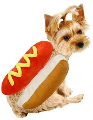 NUOBESTY Hundemantel Tier kostüm tierkostüm Halloweenkostüm lustiges Haustier-Outfit Kleidung Kleider Haustier-Partykostüm Party-Hundetuch Karikatur Hund Katze Overall Jacke mit Hut Hotdog