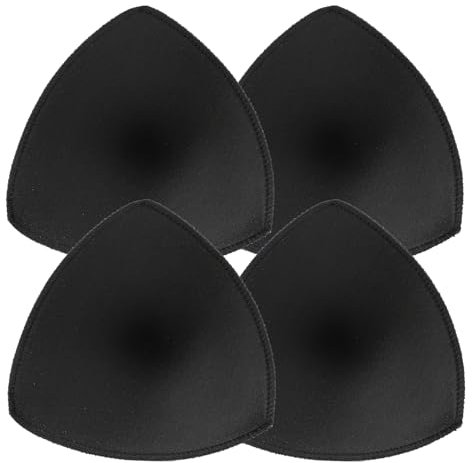 2 Pairs Padding Inserts for Bras Triangle Sports Bra Inserts Push Up Breast Bra Insert Pads Removable Sew in Bra Cups for Women, Black, Medium