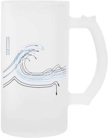 Kwantees Large Wave Modular Synthesizer Glass Beer Mug Eco Friendly Beverage Cup
