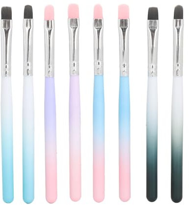 Lot De 8 Pinceaux à Vernis à Ongles à Tête Carrée, Brosse Ronde Pour Nail Art, Brosse D'extension D'ongles En Gel UV, Brosse De Construction De Pointes D'ongles Avec Poignée Dégradée Pour la Conceptio