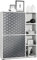 Vladon Highboard Cuba, Made in Germany, Anrichte mit 2 Türen und 4 offene Fächer, Weiß matt/Stahlgrau 3D Struktur (79 x 105,5 x 35,5 cm)