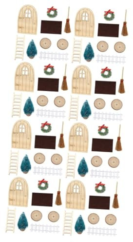 UPKOCH 8 Sätze Puppenhausdekoration Haushaltsdekoration Mini-puppenhaus Weihnachts-Miniatur-Ornament-kit Outdoor-spielsets Weihnachtsfee Tür Spielzeuge Harz Weihnachtsbaum Kind Zubehör