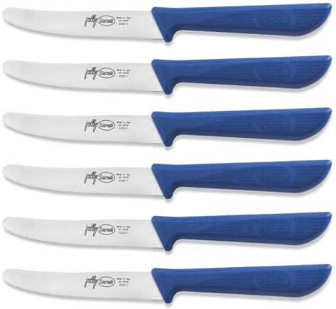 Sanelli, Set di coltelli da cucina seghettati per tavola, carne e pomodori: multiuso Blu