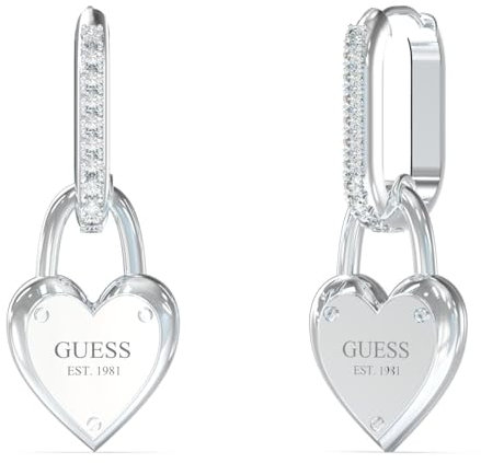 Guess Damen-Ohrringe Herz-Schloss Silberfarben JUBE04213JWRH
