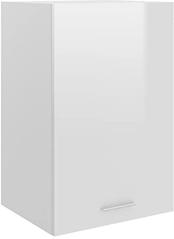CIADAZ Hängeschrank, Hängeglasschrank Küche, Küchenschrank, Schrank Mit Glastüren, Küchenhängeschränke, Wandvitrine Hängend, Hochglanz-Weiß 39,5x31x60 cm Spanplatte