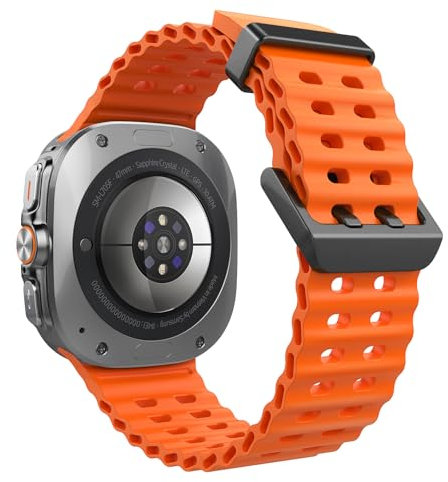 TiMOVO Ocean Silicone Sport Band pour Samsung Galaxy Watch Ultra 47mm(2025/2024), Bracelet Respirant, Souple et étanche pour Hommes et Femmes, Orange
