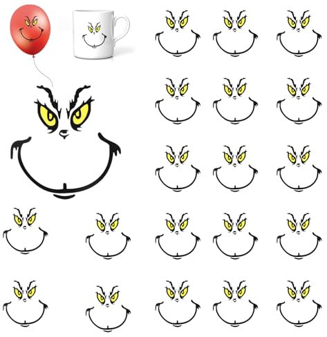 Gjinxi 20 Stück Weihnacht Gesicht Aufkleber, Aufkleber Weihnachten Aufkleber für Weihnachtskugeln, DIY Aufkleber Weihnachten Wandaufkleber für Weihnachtsdeko