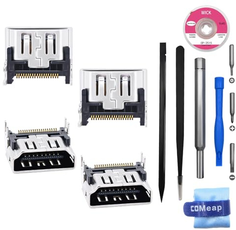 COMeap Sostituzione porta HDMI PS5 con stoppino a saldare, porta HDMI di ricambio per Sony Playstation 5 Socket Jack Interface Connector Kit di strumenti di riparazione (confezione da 4)