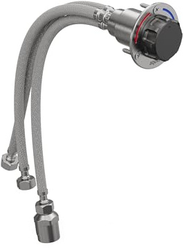 Aquor Utility Mixing Valve, Compact G1/2 inch Thermostatic Mixing Valve with Hot/Cold Temperature Control, Hydrant Pairing for Boat, Marine, and RV Outdoor Shower, Stainless Steel