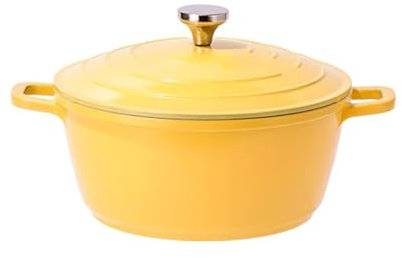 NNYCC Dutch Oven Pot with Lid 5.1Quart Enameled Cast Aluminum Non-Stick Lightweight Pot for Braising, Baking and More for All Heat Source,Yellow
