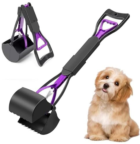 Pelle à déjections canines, ramasse-déjections canines, poignée longue, portable, convient pour les chiens, 46 cm, convient pour les chiens, pliable (violet)