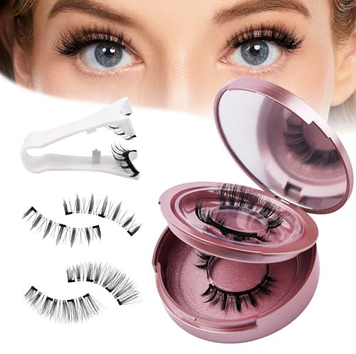 GEMERRY 2 paires Magnetic Lashes Faux Cils Magnetique Faux Cils Magnétiques Avec Applicateur Pas besoin de Colle Cils Magnétiques Aspect Naturel & Imperméables Cils Magnétiques Sans Eye-liner(PDH01)