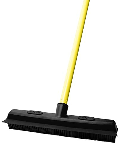 FURemover Original Indoor Pet Hair Rubber Broom with Carpet Rake and Squeegee, Disassembles for Easy Storage