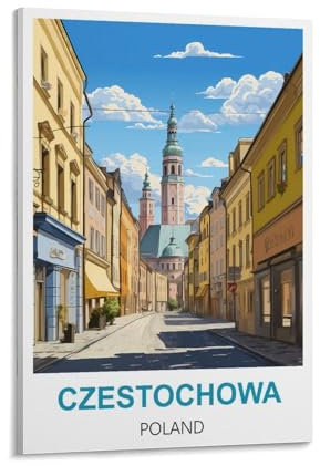 KmoNo Czestochowa Polen Vintage-Reiseposter, 30 x 45 cm, Wanddekoration, Gemälde, Leinwand, Wandkunst, Wohnzimmer, Poster, Schlafzimmer