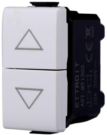 Moduli Bianchi, Compatibile Con Bticino Matix, interruttori, pulsanti, deviatori, dimmer, sensori, PIR, buzzer, Per Placche originali e compatibili (1x, interruttore Sali-scendi interbloccato)