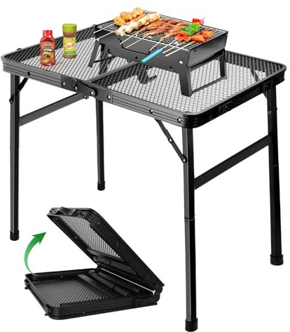 BLUEQUENAIL Camping BBQ Table Outdoor Folding Picnic Table 23.6 ″x 15.7 ″-Portable, Compact & Foldable for Easy Storage - Great for Picnic, Garden, Patio, Dining, BBQ, Beach Party