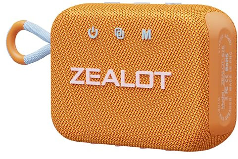 ZEAL OT S75 BT 5.2 Outdoor Bluetooth Speakers, 10W Surround Sound Portable Bluetooth Speaker with Strap IPX6 Water Proof, Mini Camping Speaker for Home Party Outdoor Activities (Orange)