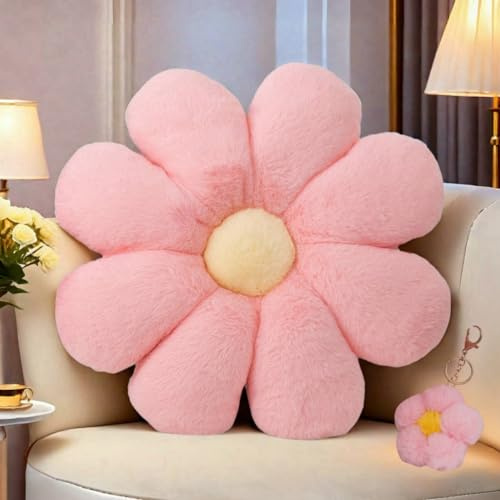 Aryan Großes Blumenkissen, 45 cm, rosa Gänseblümchen, dekoratives Wurfkissen für Sofa, Couch, Stuhl, Bett, Schlafzimmer, Raumdekoration (Rosa, 45 cm)
