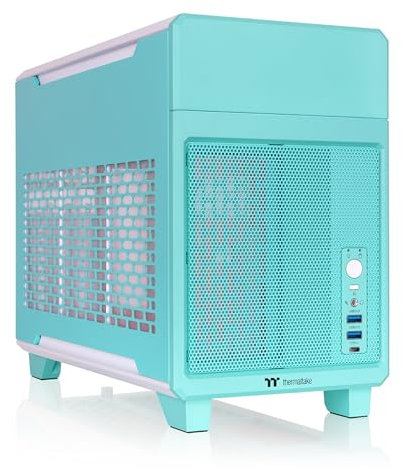 Thermaltake TR100 SFF Chassis; mITX Support; 18.9 Liters; PCIe 4.0 Riser Cable Included; 360mm GPU Clearance; 280mm Radiator Support; Removable PCIe Bracket; Mint Strawberry; CA-11A-00SLNN-00