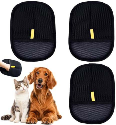agogue 3 Stück Tierhaarentferner Handschuhs,katzenhaarentferner Handschuh, Trockene Nasse Doppelzweck Katzenhaare Katzenhandschuhs Katzenhaar Handschuh Effektive Haarentfernung Für Möbel Und Kleidung