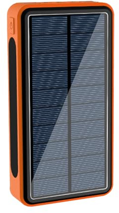Solar Power Bank - Input: 5V/2A, Output 1: 5V/1A, Output 2: /2.1A, 20000mAh Battery, Waterproof, with LED Lighting, Mobile Phone Charger for Students, Men, Camping,