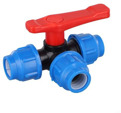 MoSundi Valvola a sfera a 3 vie, sistema di collegamento per tubi in PE, 20/25/32/40/50 mm, raccordo idraulico in plastica, valvola di controllo del flusso d'acqua a connessione rapida per